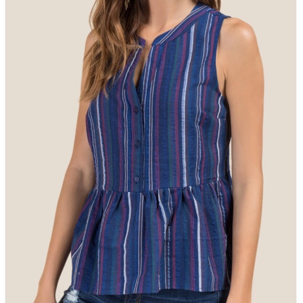 Francesca’s Striped Peplum Blouse